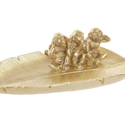 RESIN TRAY 27.7X13.4X6.5 MONKEYS GOLD LEAF BD181374