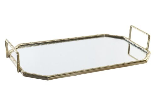 BANDEJA DECORACION METAL ESPEJO 37X22X5 DORADO BD183083