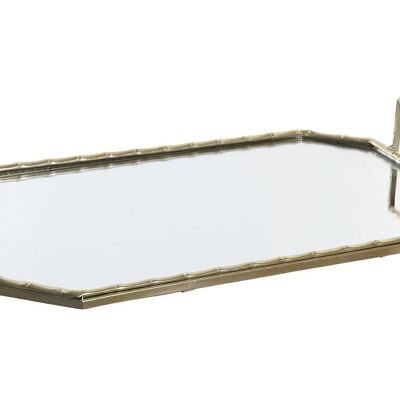 PLATEAU DÉCORATION MÉTAL MIROIR 37X22X5 DORÉ BD183083