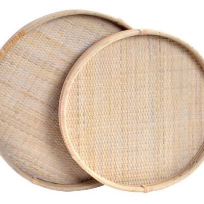 TRAY SET 2 RATTAN 50,5X46X5,5 NATURAL DECORATION BD186396