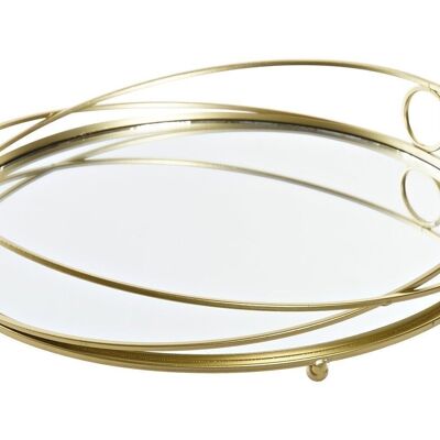 BANDEJA METAL ESPEJO 28X28X4,5 CIRCULO DORADO BD186626