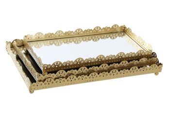 PLATEAU DECORATION SET 3 METAL MIROIR 24X14X4 BD191047 2