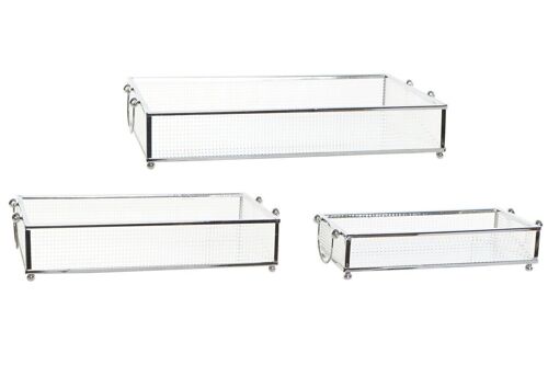 BANDEJA DECORACION SET 3 CRISTAL METAL 31X18X5,5 BD191339