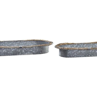 CENTRE DE TABLE SET 2 FIBRE DE FER 51X26X7 GRIS BD192757