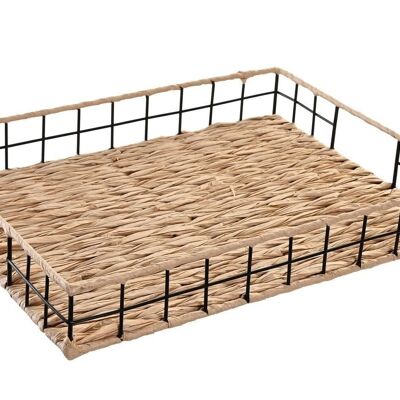 PLATEAU DÉCORATION METAL FIBRE 40X30X6 NATUREL BD203334