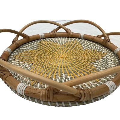 TRAY DECORATION RATTAN SEAGRASS 40X40X8 NATURAL BD205404