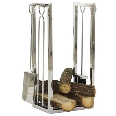 WOOD STORE SET 4 STAINLESS STEEL 6X1X54 NICKEL PLATED SILVER CH201101
