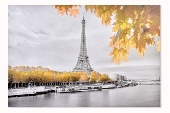 TABLEAU TOILE GLITTER 150X3X100 PARIS GRIS CU154098 1