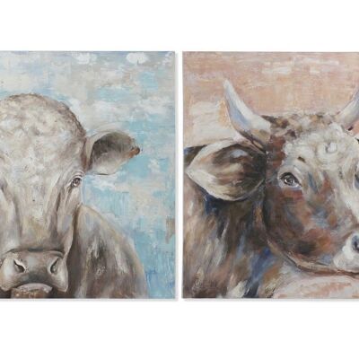 QUADRO IN PINO TELA 100X3,5X100 MUCCA 2 ASSORTITI. CU176959