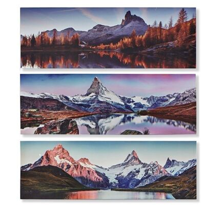 TABLEAU SUR TOILE MDF 90X2X30 MONTAGNES 3 ASSORTIS. CU179730