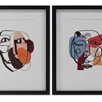 PICTURE PS 35X2X45 ABSTRACT FACE FRAMED 2 ASSORTED. CU179777