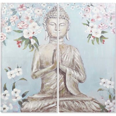 TABLEAU SET 2 TOILE 140X3X140 BOUDDHA PEINT À LA MAIN CU181694