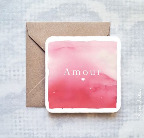 Carte "Amour" - 10 x 10 cm et enveloppe recyclée