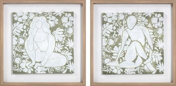 TABLEAU SUR TOILE MDF 42X3X42 FEMME FLEURS 2 ASSORTIMENTS. CU187364 1