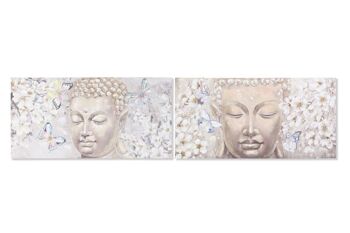 TABLEAU SUR TOILE MDF 120X3X60 FLEURS DE BOUDDHA 2 ASSORTIS. CU187800 1