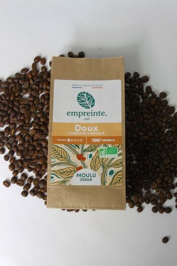 Café bio 200g grains - Doux - empreinte. 1