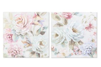 TABLEAU SUR TOILE MDF 80X3X80 ROSES 2 ASSORTIS. CU187840 1