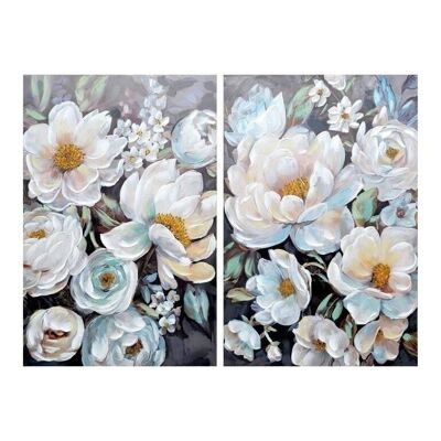 TABLEAU SUR TOILE MDF 80X3X120 FLEURS 2 ASSORTIS. CU187846