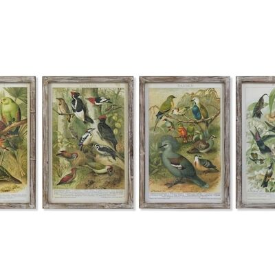 TABLEAU BOIS TOILE 45X2X65 OISEAUX 4 ASSORTIMENTS. CU190610