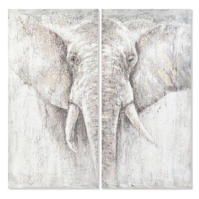 PICTURE SET 2 PINE CANVAS 120X3,7X120 ELEPHANT CU193120