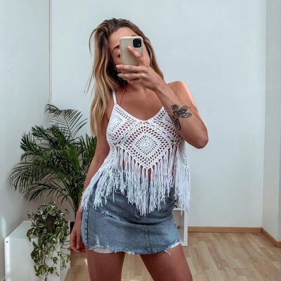 Crochet Top for Woman with Decorative Fringes. sales
