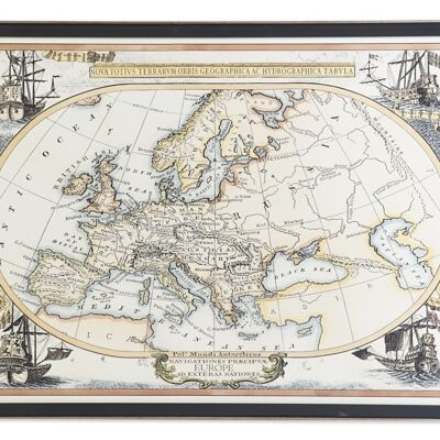 GLASS PICTURE PS 83,5X3X63,5 WORLD MAP FRAMED CU193333