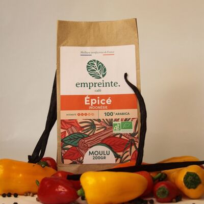 Bio-Kaffee 1Kg Bohnen - Spicy - Aufdruck.