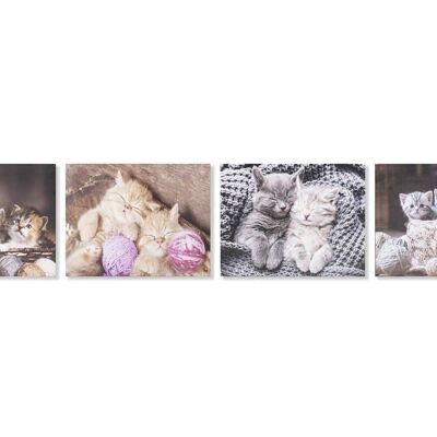 TABLEAU SUR TOILE MDF 50X1,8X40 CHATONS 4 ASSORTIMENTS. CU193729