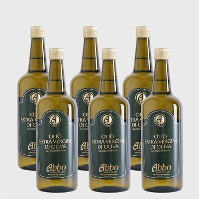 Aceite de oliva virgen extra 100% italiano – en botella de vidrio de 1 LT x 6