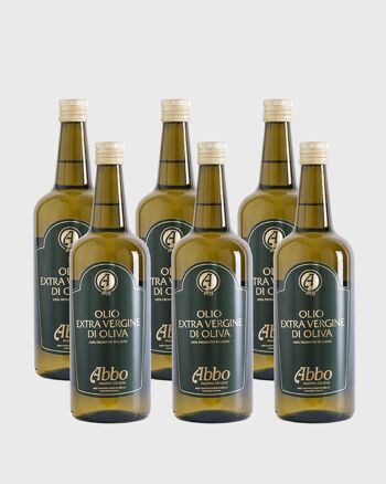 Huile d'olive extra vierge 100% italienne - en bouteille en verre de 1 LT x 6 1