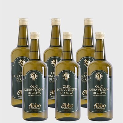 Huile d'olive extra vierge 100% italienne - en bouteille en verre de 1 LT x 6