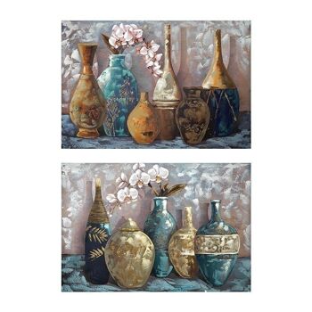 TABLEAU TOILE MDF 120X3X80 VASES 2 ASSORTIMENTS. CU194051