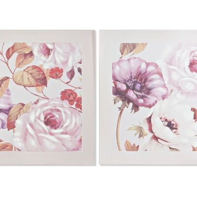 TABLEAU TOILE SAPIN 70X3X70 ROSES 2 ASSORTIS. CU194772