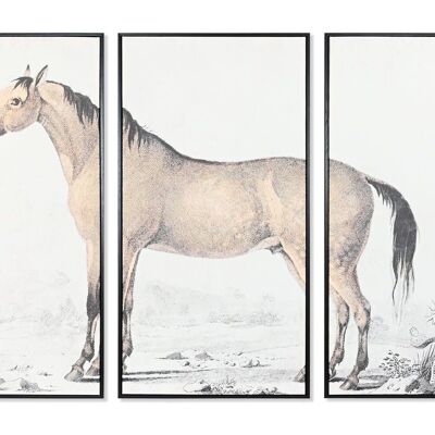 ENSEMBLE D'IMAGES 3 PS TOILE 120X4X60 CHEVAL ENCADRÉ CU201375