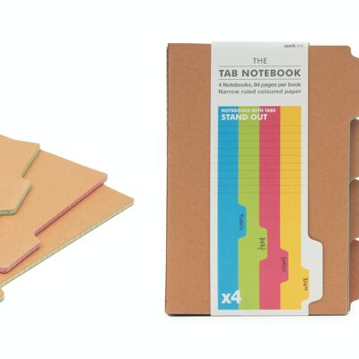 Cuadernos con pestaña Kraft A4 (juego de cuatro)