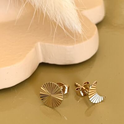 Moon stud earrings - Gold