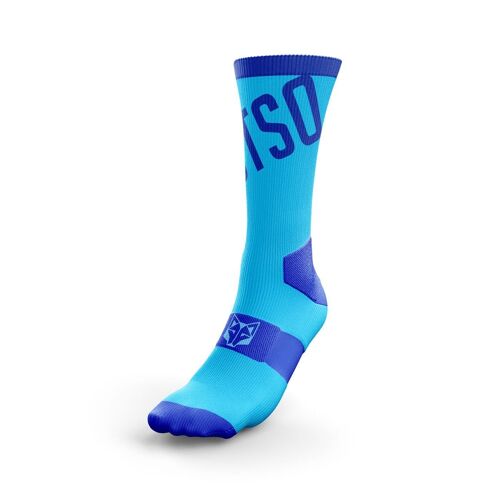 Calcetines de Ciclismo de Corte Alto Fluo Blue