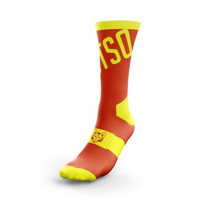 Chaussettes de cyclisme coupe haute orange fluo