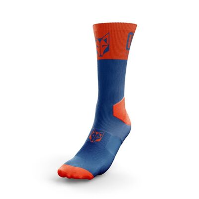 Hoch geschnittene Multisport-Socken Marineblau und Fluo-Orange (Outlet)