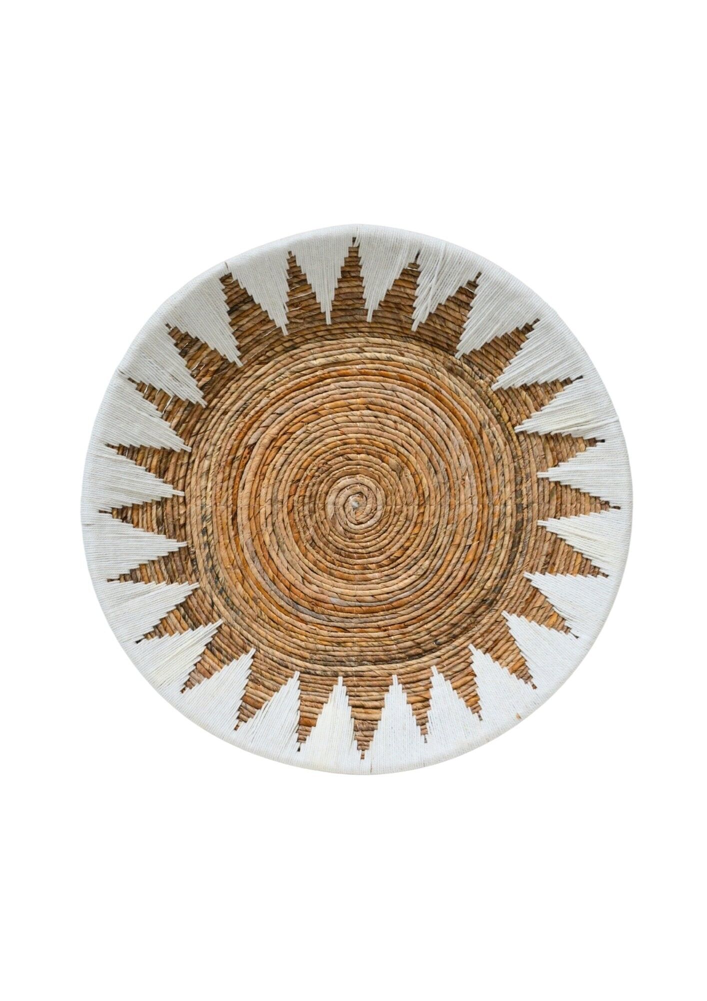 Wall Decor Plate - Natural White - Round - The Bamboo Star Plate - L - Hippie Monkey