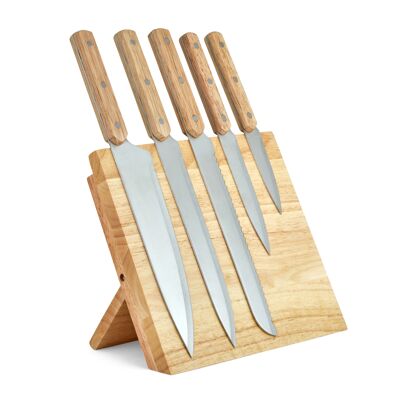 Set of 5 knives and magnetic holder