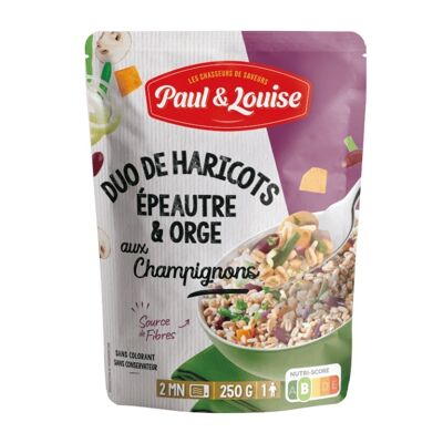 Duo de haricots, Epeautre et Orge aux Champignons (250g)