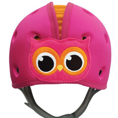 Casco de seguridad para bebé, casco suave ultraligero para gatear, búho, rosa, naranja