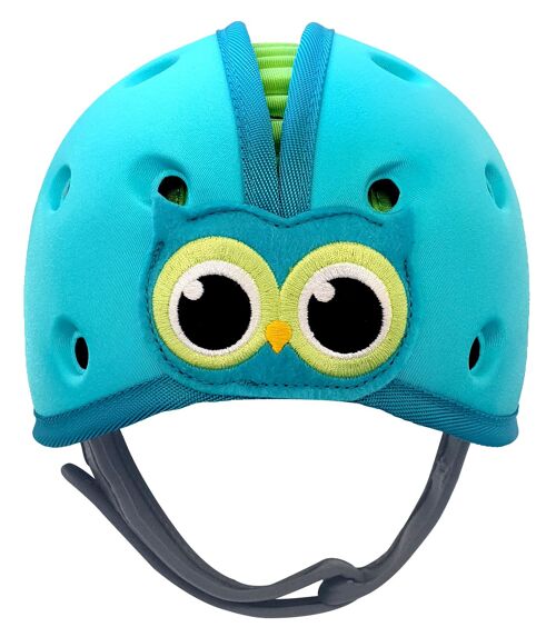 Baby Safety Helmet Ultra-Lightweight Soft Baby Helmet for Crawling Walking Owl Blue Green