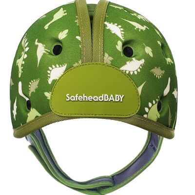 Casque de sécurité bébé casque bébé pour ramper marche ultra-léger doux casques bébé Dino vert