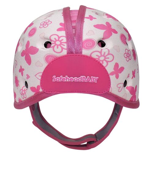 Baby Safety Helmet Ultra-Lightweight Soft Baby Helmet for Crawling Walking Butterfly Hearts Pink