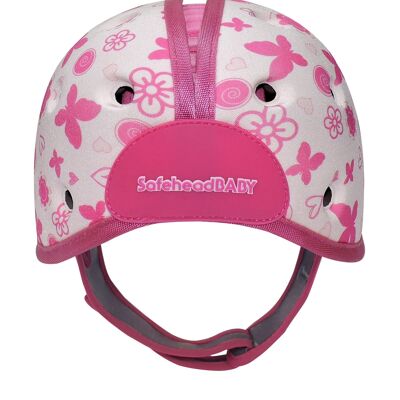 Casco de seguridad para bebé, casco de bebé suave y ultraligero para gatear, caminar, corazones de mariposa, rosa