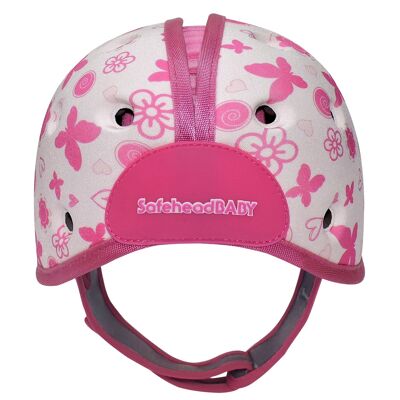 Casque de sécurité bébé casque bébé pour ramper marche ultra-léger doux casques bébé papillon coeurs rose