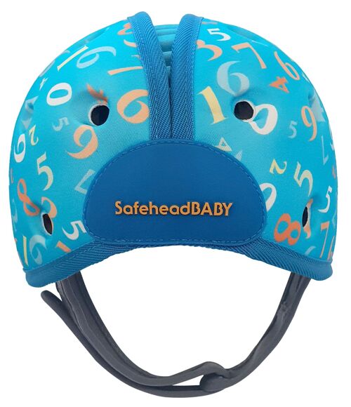 Baby Safety Helmet Ultra-Lightweight Soft Baby Helmet for Crawling Walking Numbers Blue