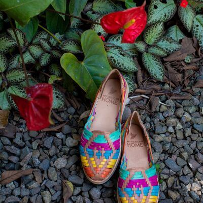 Sandales Huarache en cuir faites à la main pour femmes | Bronzage et couleurs